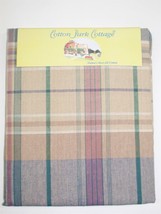 Cotton Park Cottage Tablecloth Lexington Plaid Teal Blue Tan Pink 70&quot; Rnd New Ho - £25.12 GBP