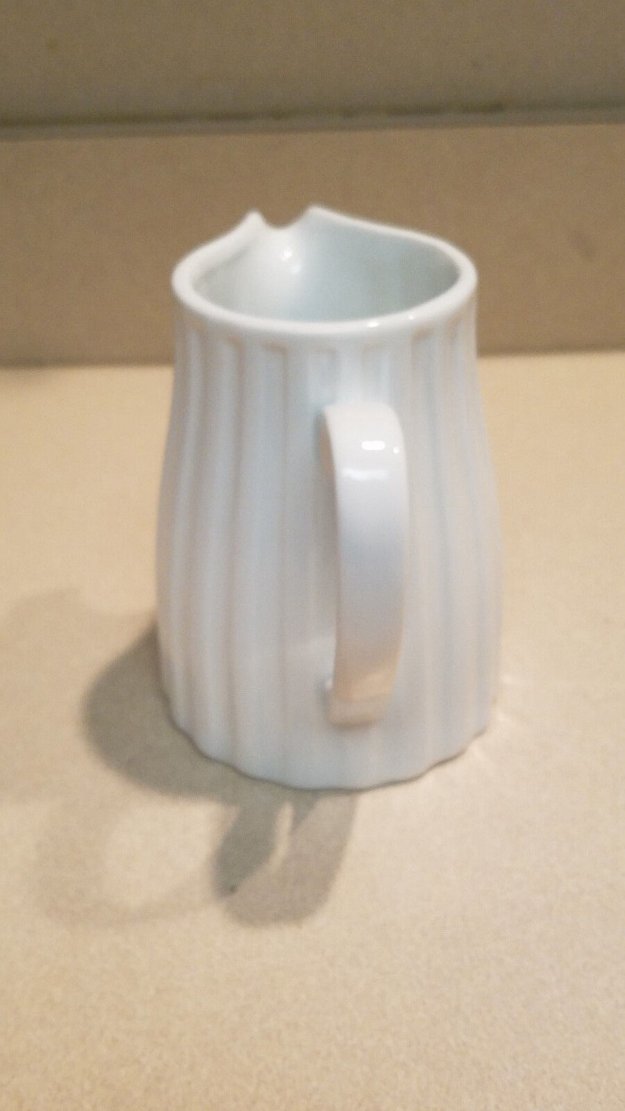 Crate & Barrel White Embedded Ribbed Design 5" Pitcher #572-144 (NEW) - $19.75