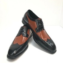 Bolano Men&#39;s Wing Tip Oxford Two Tone Cognac &amp; Black Dress Shoes Size 8.5 - £39.14 GBP