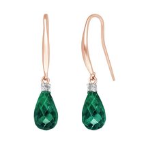 Galaxy Gold GG 14k Rose Gold Fish Hook Earrings with Diamonds and Emeralds - £282.31 GBP+