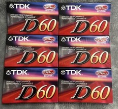 Lot of 6 TDK D60 High Output Blank Audio Cassette Tapes IECI/Type I Seal... - £18.38 GBP