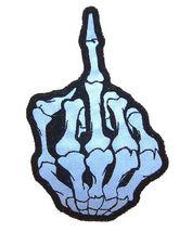 REFLECTIVE MIDDLE FINGER  PATCH PA1013 NEW jacket patches BIKER EMBROIDERED - $16.32