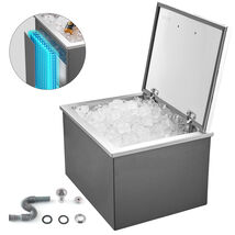 VEVOR Drop in Ice Chest Stainless Steel 20x16x13in 44.7qt Flip Lid for P... - $150.90