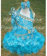 Wendy Crim Blue Glitz Pageant Cupcake Dress Size 6-8 Girls - £262.84 GBP