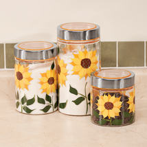 NEW Sunflower Canisters, Set of 3 FREESHIPPING - £62.93 GBP