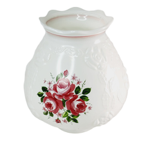 White Glass Hurricane Globe Red Roses Embossed Flowers Fluted GWTW Vintage - £31.12 GBP