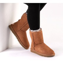 UGG Boots Woman&#39;s 7 Classic Short II Chestnut Fur Sheepskin Suede Shoes - £126.29 GBP