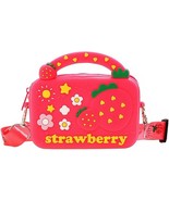 Children Handbag Silicone Coin Wallets Crossbody Purse Bag Strawberry NWT - $12.73