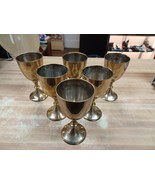 Set Of 6 India Silver Plated Inside Brass Goblets Chalice 6 &quot; Tall Props... - €73,11 EUR