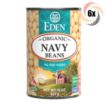6x Cans Eden Foods Organic Navy Beans | 15oz | No Salt | Non GMO &amp; Gluten Free - £29.27 GBP