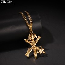 Men Hip hop Cross Pendant Necklaces Stainless Steel fashion Vintage Cross with s - £13.53 GBP