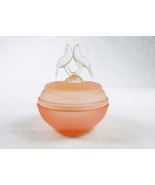 Pink Frosted Trinket Dish w/Clear Frosted Cover, Lovebirds/Doves Finial,... - $40.01 CAD