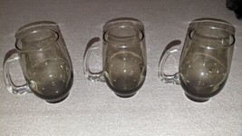 Vintage Libbey Tempo Brown Smoke Glass - Open D Handle Mug 1960&#39;s Set Of 3 - £35.82 GBP