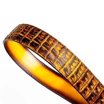 Iowa Genuine Caiman Skin Western Belt Mustard Brown image 4