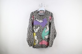Vintage 90s Coogi Style Womens 26 Distressed Abstract Pastel Knit Mom Sw... - $39.55