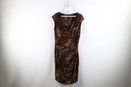 Vintage 90s Ralph Lauren Womens 8 Leopard Cheetah Sleeveless Babydoll Dress - $50.45