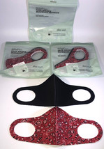 6 Adult Face Masks Black/Red Washable Reusable Breathable(3ea 2Pks)NEW-S... - $9.78
