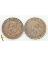 1914 &amp; 1917 Canada Un Cents 1C plein De 2 Pièces ( Xf-Bu État) Km #21 - €47,44 EUR