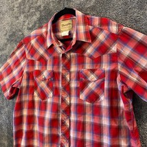 Wrangler Pearlsnap Shirt Mens Extra Large Red Plaid Western Cottagecore ... - £8.79 GBP