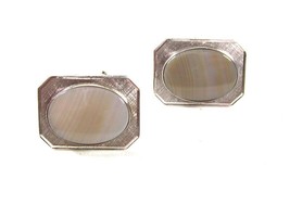 Vintage Sterling Silver &amp; White Cufflinks By ANSON 52016 - £23.45 GBP