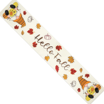 NEW Hello Fall Gnome Embroidered Table Runner 13 x 67 in. w/ pumpkins &amp; ... - £8.58 GBP