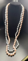 Faux pearls 1 pink 1 gray two separate no clasp 2 single strands - £15.73 GBP