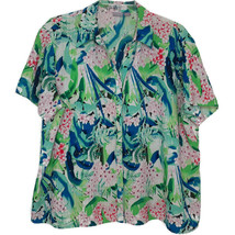 Laura Scott Womens Pleated Blouse Size 16/18W Button Front Short Sleeve V-Neck - $13.97