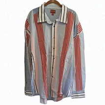 2XL Tommy Hilfiger Denim Red White Blue Striped Long Sleeve Shirt All Cotton - £22.46 GBP