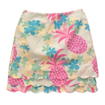 Lilly Pulitzer Pink Pineapple Print Cotton Mini Skirt Womens Size 2 Preppy Beach - £19.77 GBP