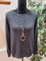 Work Shop Women Charcoal Rayon Long Sleeve Round Neck Pullover Knit Swea... - $25.00