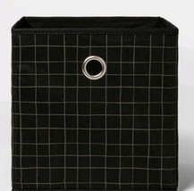 Room Essentials™ ~ 11&quot; Storage Bin ~ Polyester Cube ~ Black Checkered Pattern - £17.93 GBP
