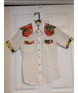 Kennington Tropical Print Sailboat Ivory Casual Short Sleeve Shirt S XS - $29.00