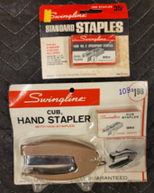 Vintage NOS Swingline Cub Contoured Hand Stapler &amp; Boxed Staples Origin ... - $9.46