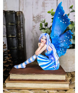 Ebros Amy Brown Pretty Blue Moon Scholar Book Muse Fairy Statue 6.5&quot;H Fa... - $66.97 CAD
