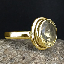 925 Sterling Silver Citrine Gemston Handmade Rose Gold/Gold Plated Ring GRS-1162 - £29.38 GBP+