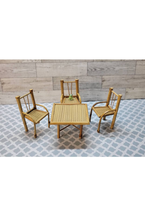Vintage Miniature Wicker Table Chair Set 4pc Rattan Bamboo Patio Furniture Japan - £37.18 GBP