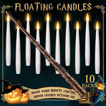 Floating Candles with Wand 10Pcs - Halloween Decorations Magic Hanging Candles F - $30.96