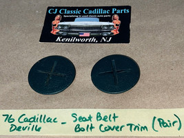 OEM 76 Cadillac Deville GM FRONT SEAT BELT BOLT COVERS TRIM - DARK GREEN - $29.69