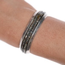 5.25&quot; Native American silver Heishi style inlaid cuff bracelet - £159.06 GBP