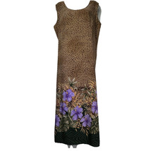 maggie sweet animal print Purple Hibiscus floral sleeveless long maxi dress PL - $27.71