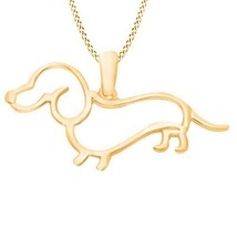 14K or Jaune Plaqué Teckel Chien Chaîne Pendentif Femme Bijoux Fête des Mères - £47.06 GBP