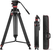 Neewer 74&quot; Video Tripod With Adjustable Damping Fluid Head, Metal Heavy, Tp75 - £155.47 GBP