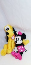 Disney Bundle 17&quot; Minnie retro pink + JUMBO soft golden Pluto pet dog plush toys - £31.64 GBP