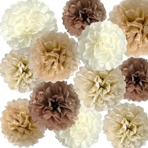Brown Tissue Paper Pom Poms Khaki Caramel Party Decorations Ivory Beige ... - £19.58 GBP