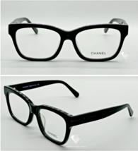 NIB Chanel CH5417 Square Transparent Black Acetate Eyeglasses w/ Silver ... - $284.20