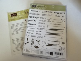 Stampin Up Cling Rubber Stamps Banners For You Bunch of Banners Thinlits Dies - £23.59 GBP
