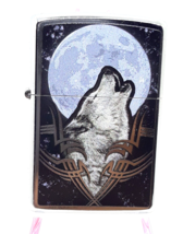Wolf Howling At Moon Art Authentic Zippo  Street Chrome Finish # 49261 - £21.10 GBP