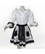 Vtg Square Dance Outfit Womens M Skirt Blouse Black White Patchwork Ruff... - $1,071.18 MXN
