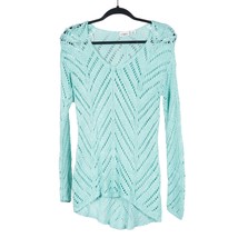 Cato Sweater S Womens Open Knit Pale Sea Green Acrylic Crochet Long Sleeve - £15.18 GBP