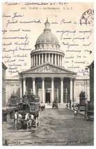 Le Pantheon Paris France Black And White Postcard Posted 1904 - £11.83 GBP